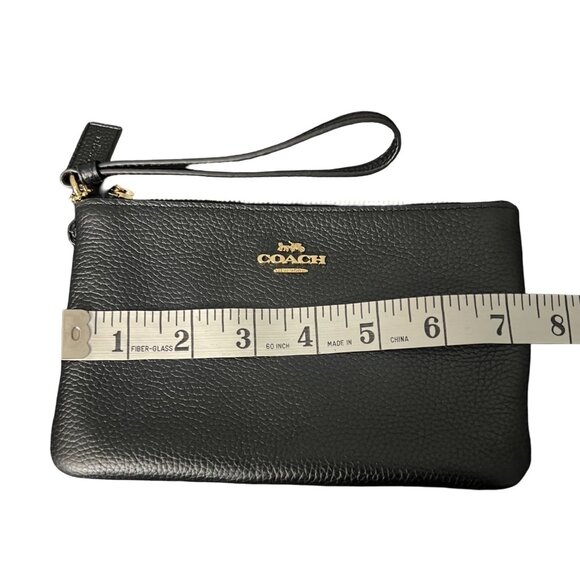 Coach Black Pebble Wristlet With Leather Hang Tag and Gold Hardware - Picture 12 of 12